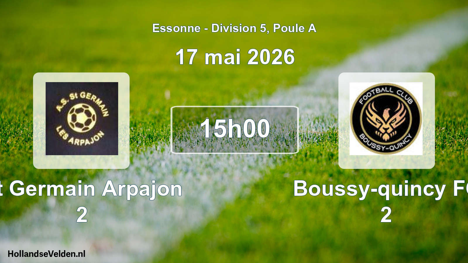 Match programmé: St Germain Arpajon 2 - Boussy-quincy FC 2 (17 mai 2026)