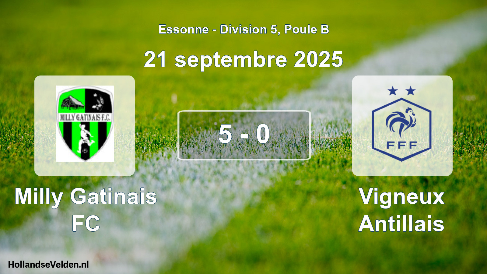 Match joué: Milly Gatinais FC - Vigneux Antillais 5 - 0 (21 septembre 2025)