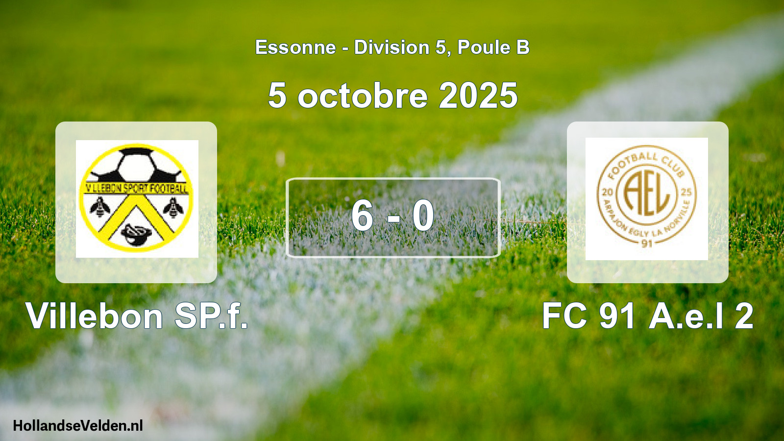 Match joué: Villebon SP.f. - FC 91 A.e.l 2 6 - 0 (5 octobre 2025)