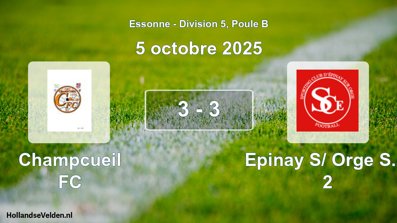 Match joué: Champcueil FC - Epinay S/ Orge S.c. 2 3 - 3 (5 octobre 2025)