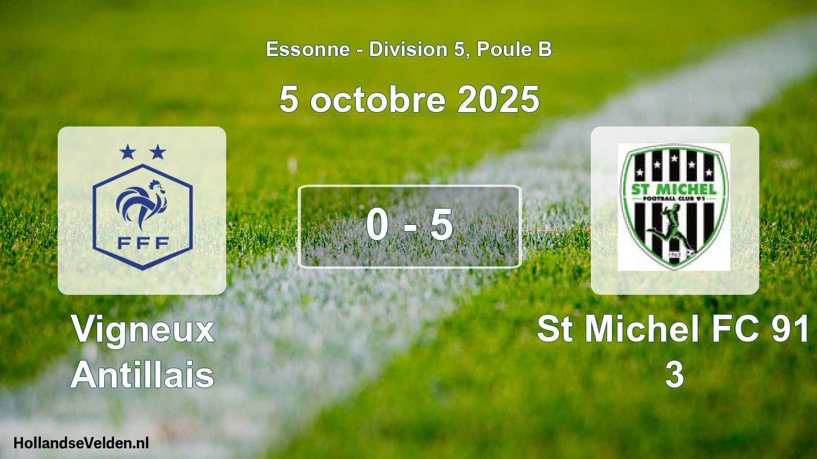 Match joué: Vigneux Antillais - St Michel FC 91 3 0 - 5 (5 octobre 2025)