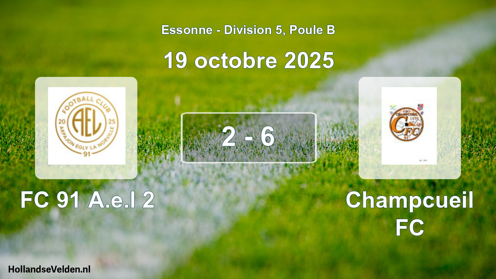 Match joué: FC 91 A.e.l 2 - Champcueil FC 2 - 6 (19 octobre 2025)