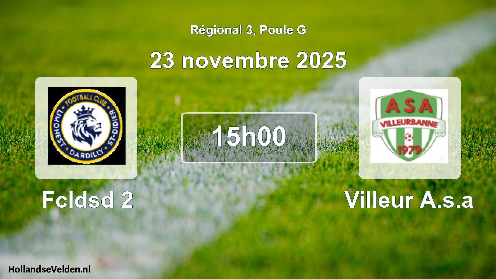 Geplande wedstrijd: Fcldsd 2 - Villeur A.s.a (23 novembre 2025)