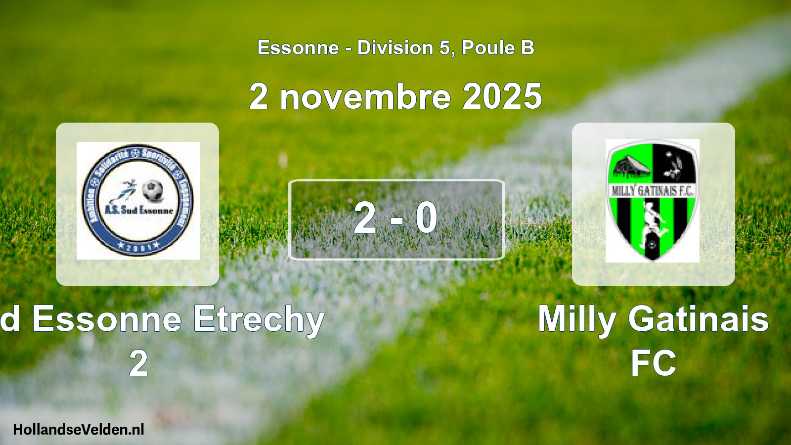 Match joué: Sud Essonne Etrechy 2 - Milly Gatinais FC 2 - 0 (2 novembre 2025)