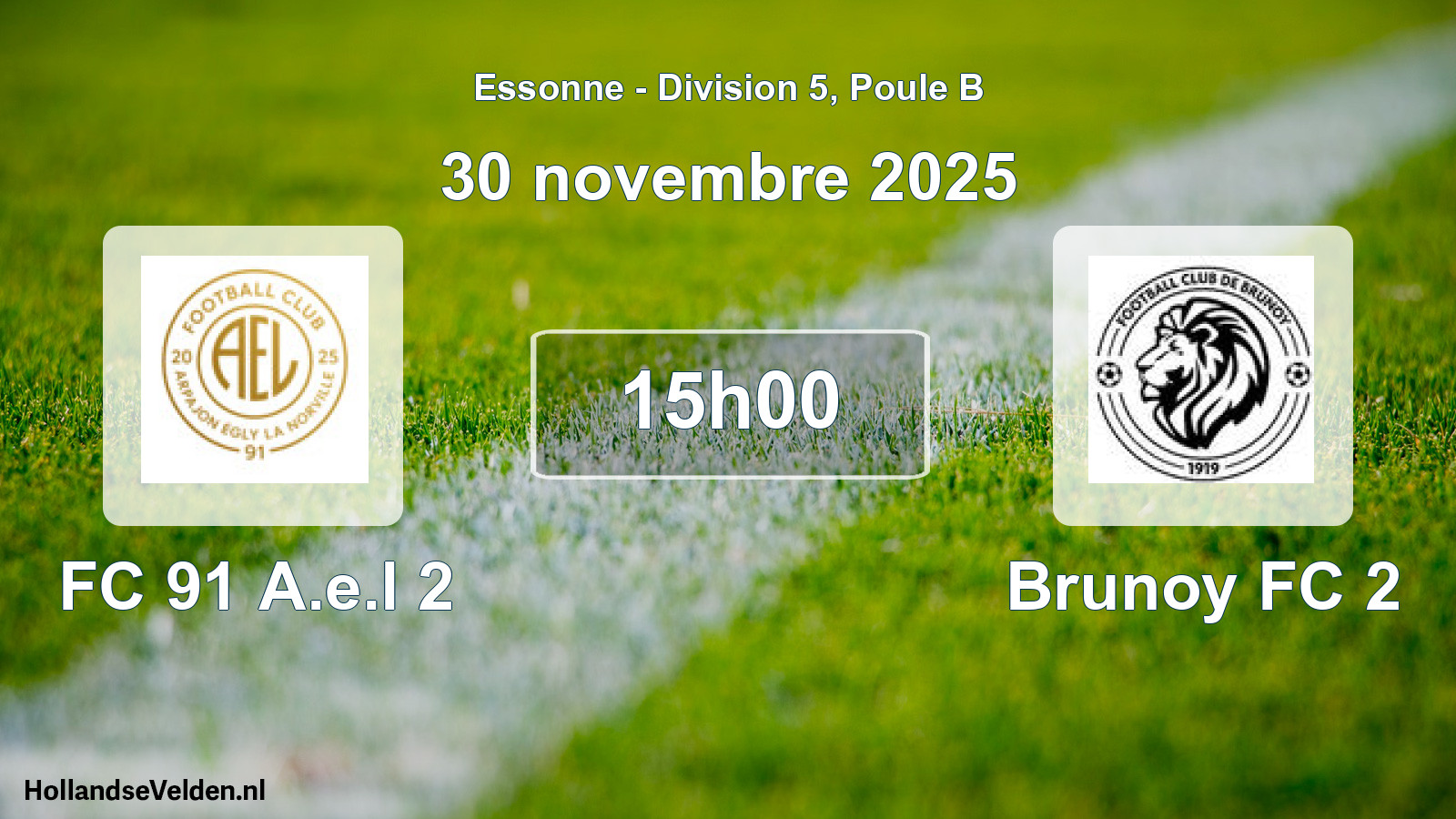 Match programmé: FC 91 A.e.l 2 - Brunoy FC 2 (30 novembre 2025)