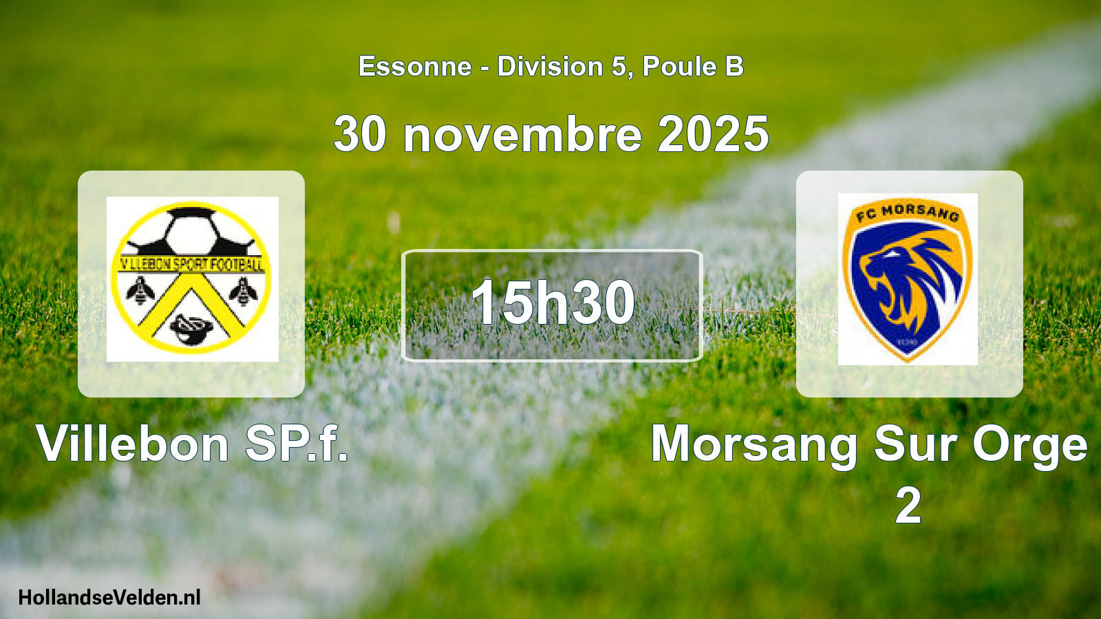 Match programmé: Villebon SP.f. - Morsang Sur Orge FC 2 (30 novembre 2025)