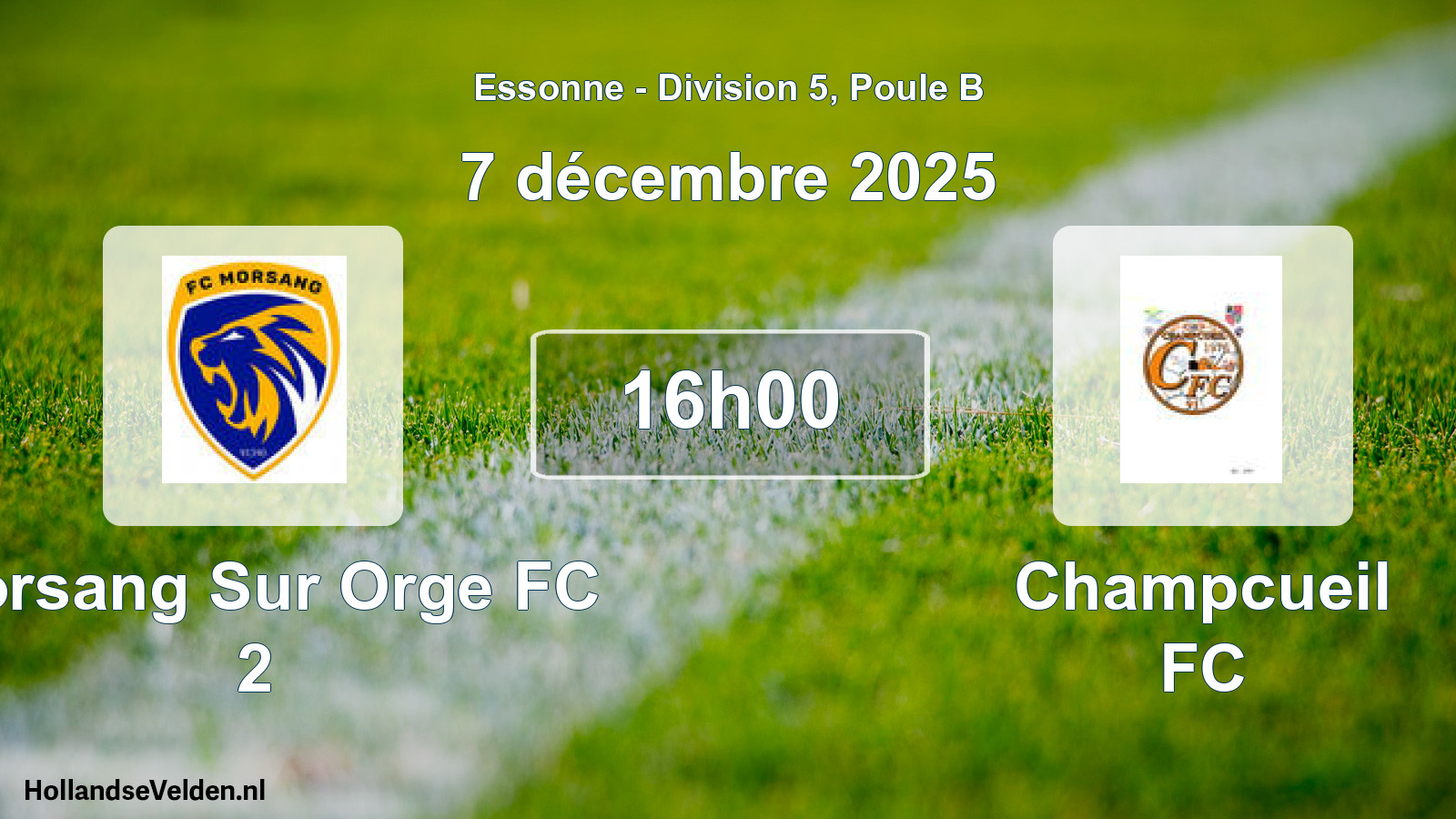 Match programmé: Morsang Sur Orge FC 2 - Champcueil FC (7 décembre 2025)