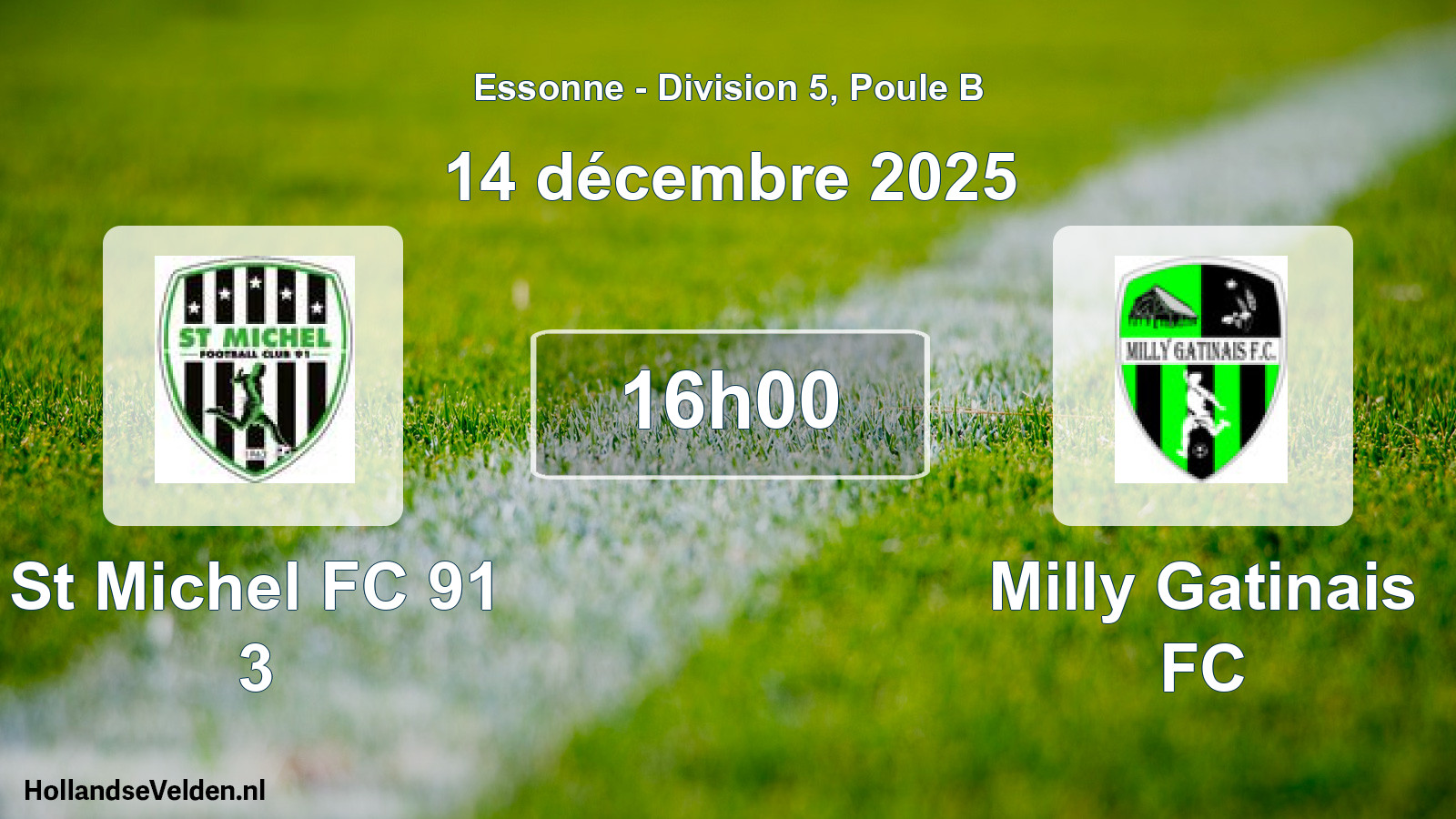 Match programmé: St Michel FC 91 3 - Milly Gatinais FC (14 décembre 2025)