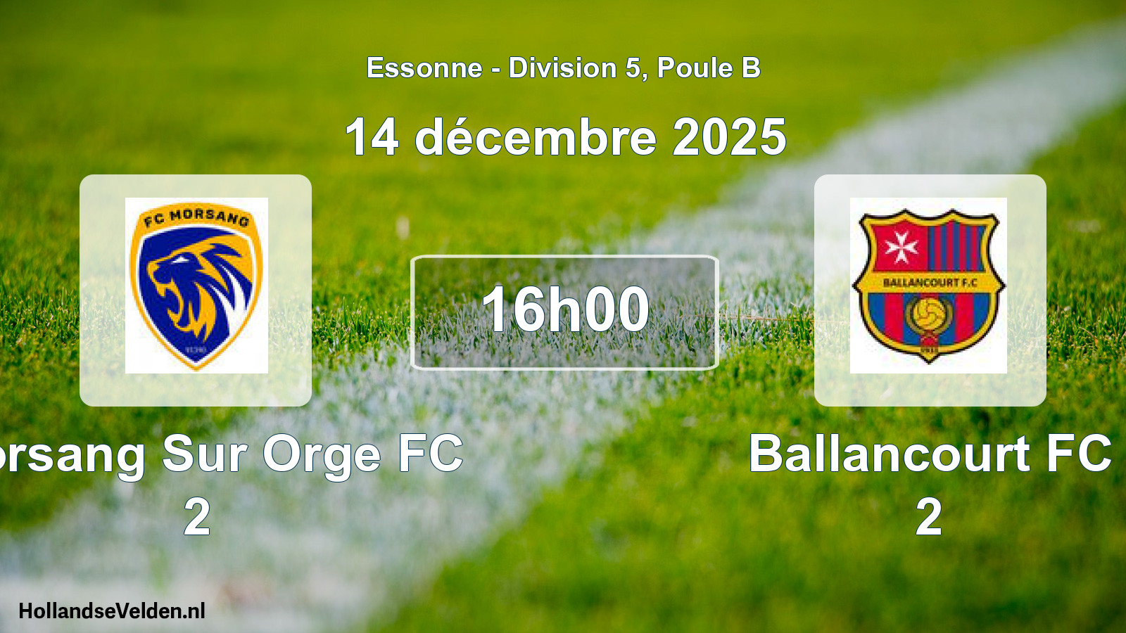 Match programmé: Morsang Sur Orge FC 2 - Ballancourt FC 2 (14 décembre 2025)