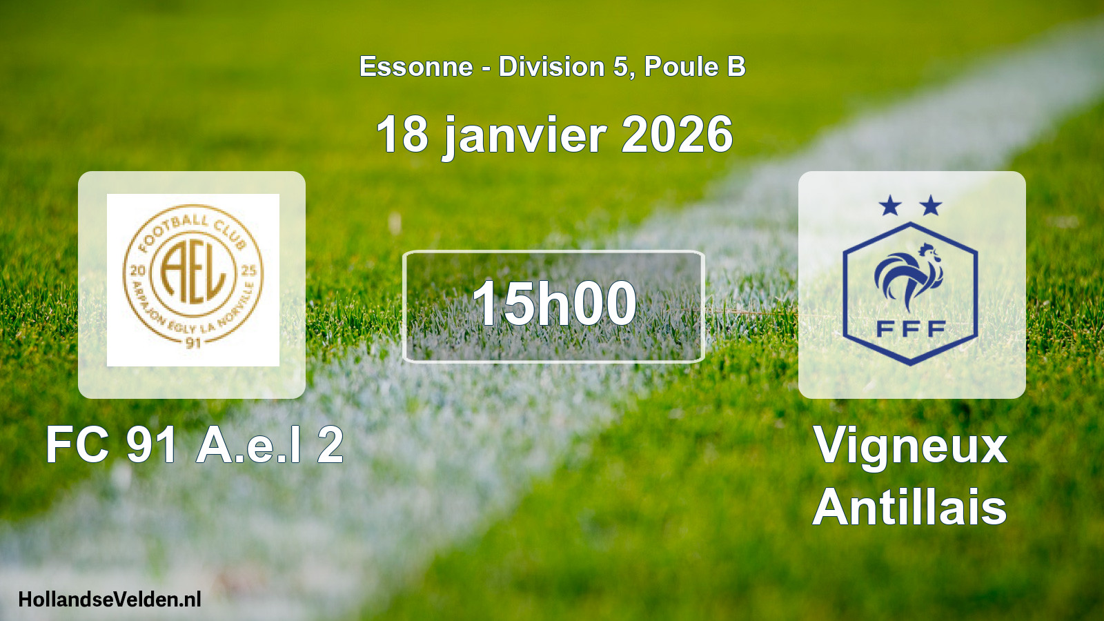 Match programmé: FC 91 A.e.l 2 - Vigneux Antillais (18 janvier 2026)
