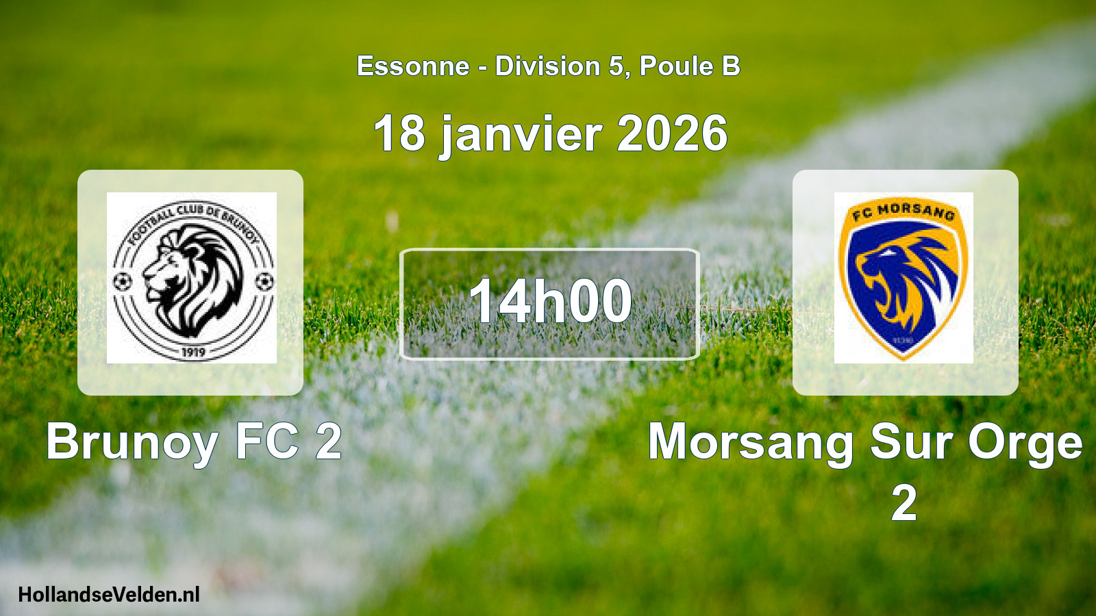 Match programmé: Brunoy FC 2 - Morsang Sur Orge FC 2 (18 janvier 2026)