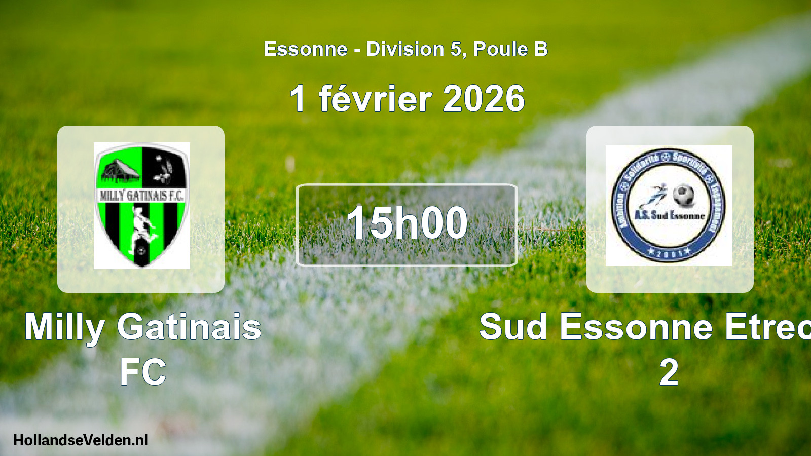 Match programmé: Milly Gatinais FC - Sud Essonne Etrechy 2 (1 février 2026)