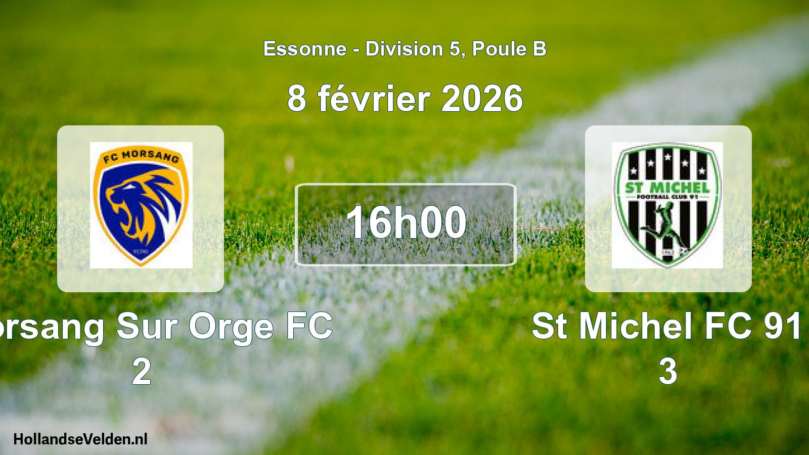 Geplande wedstrijd: Morsang Sur Orge FC 2 - St Michel FC 91 3 (8 februari 2026)