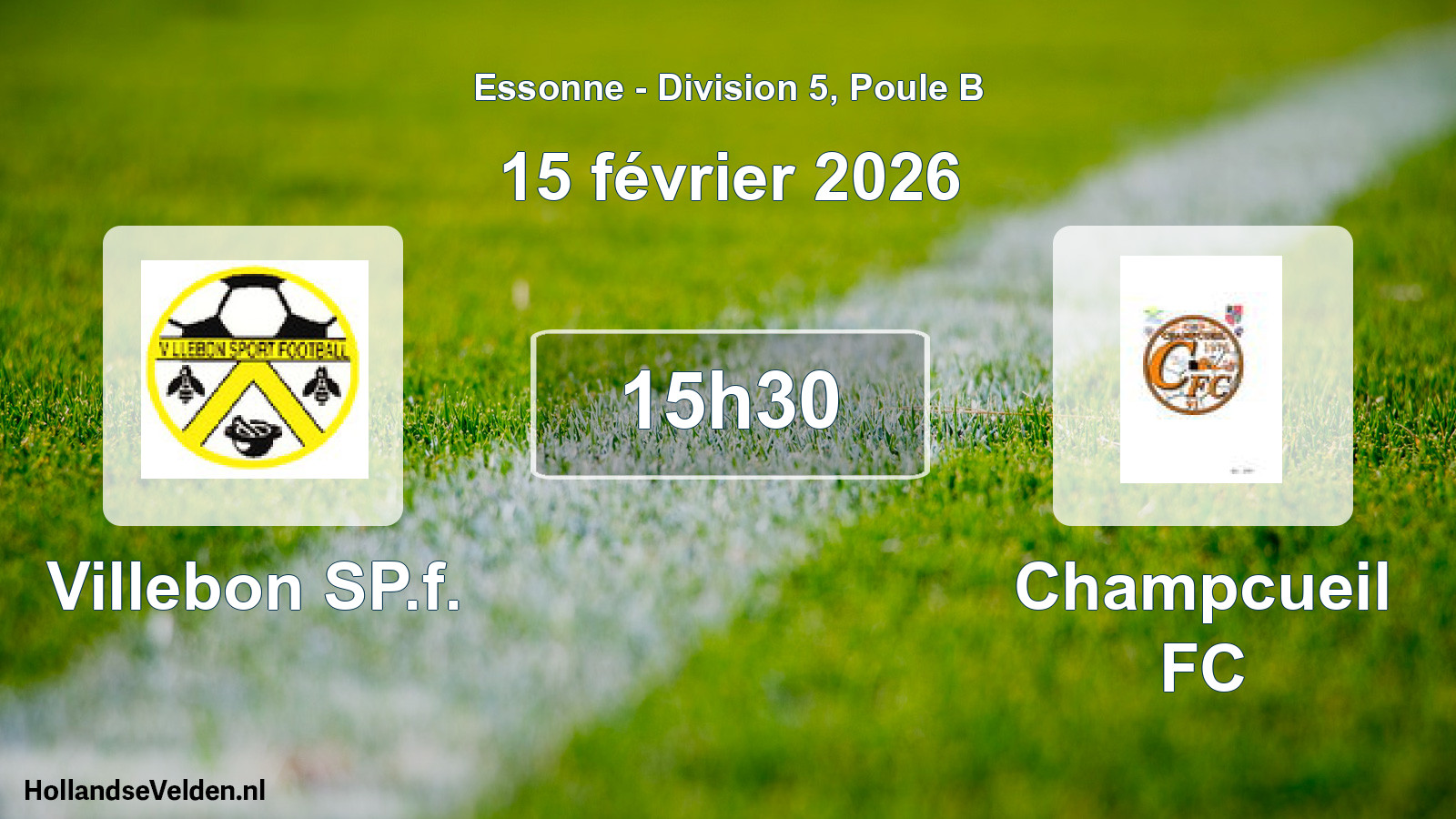 Match programmé: Villebon SP.f. - Champcueil FC (15 février 2026)