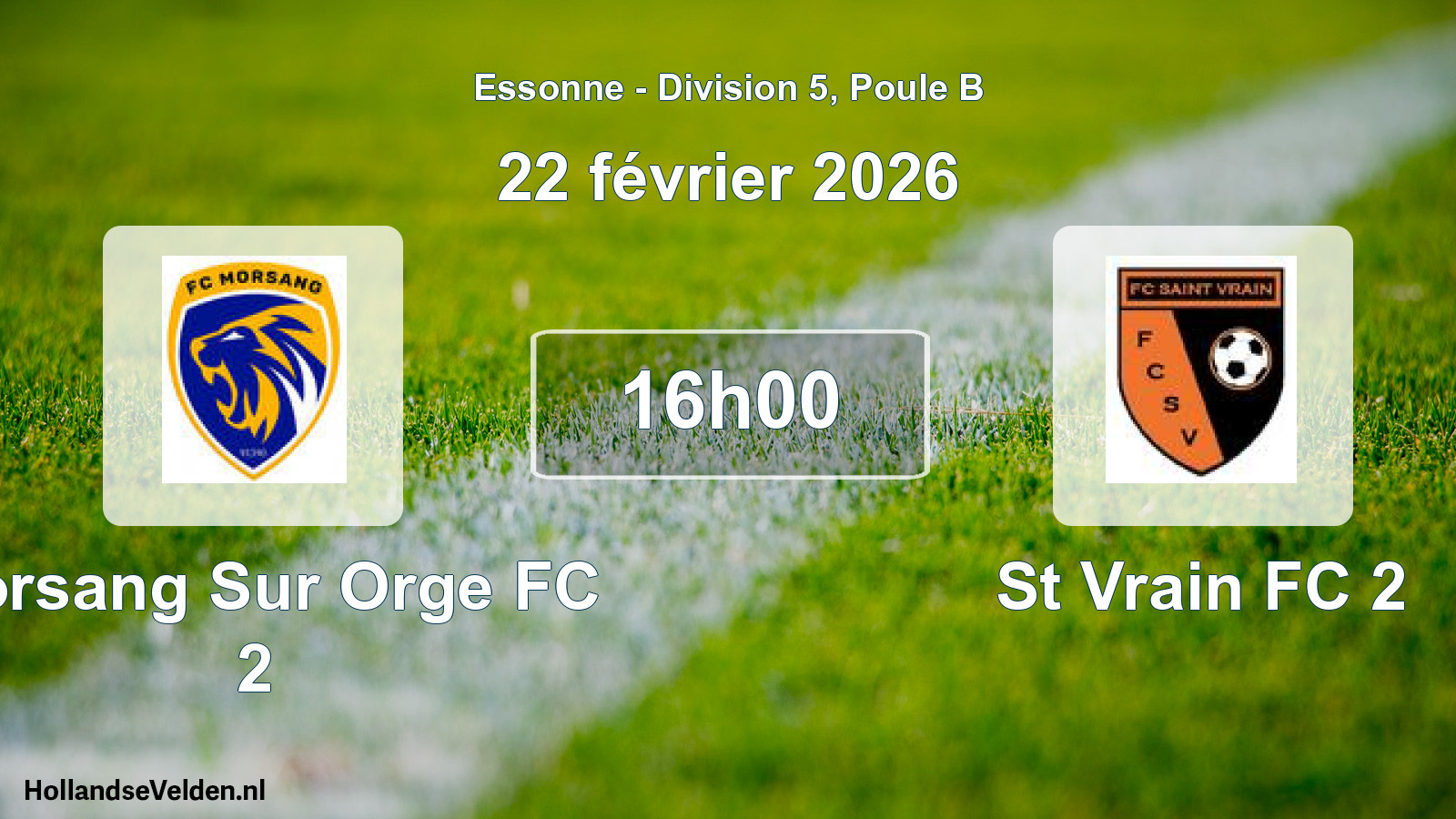 Match programmé: Morsang Sur Orge FC 2 - St Vrain FC 2 (22 février 2026)