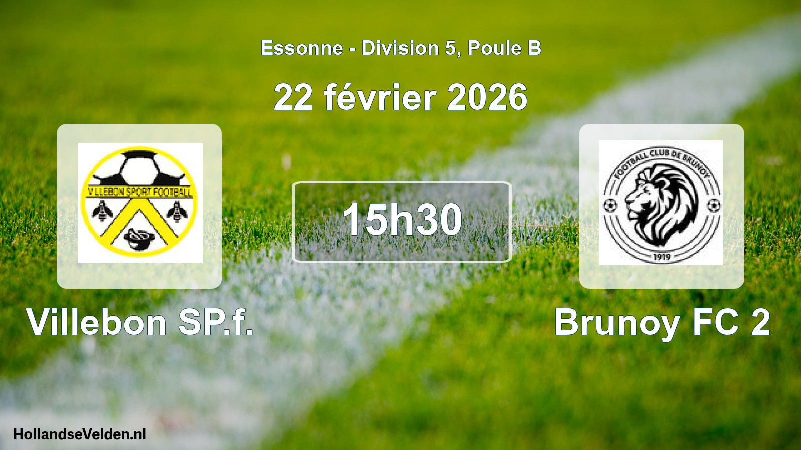 Match programmé: Villebon SP.f. - Brunoy FC 2 (22 février 2026)