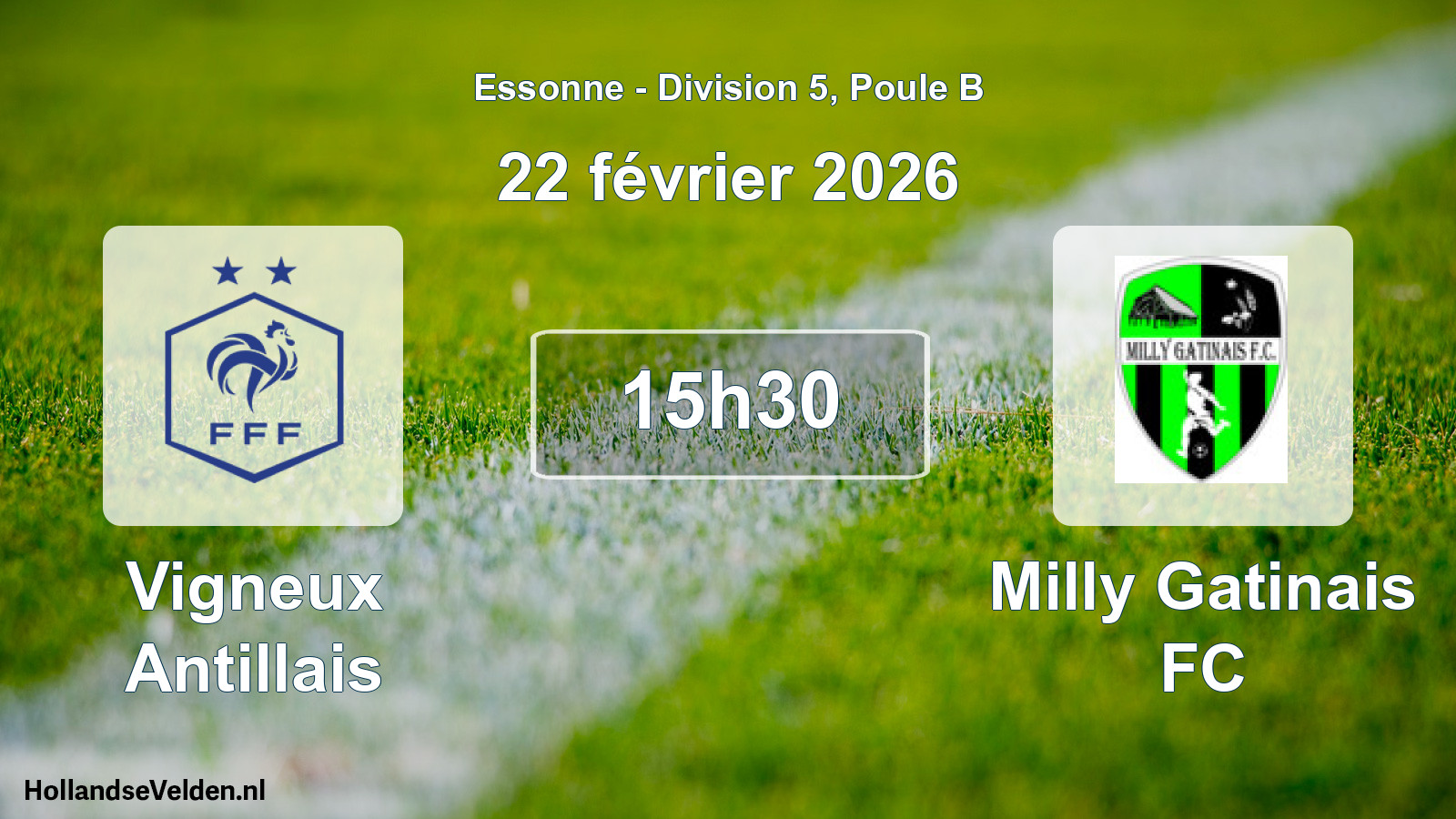 Match programmé: Vigneux Antillais - Milly Gatinais FC (22 février 2026)