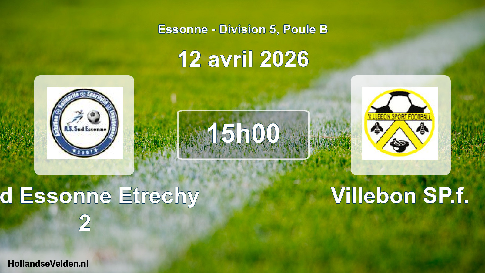 Geplande wedstrijd: Sud Essonne Etrechy 2 - Villebon SP.f. (12 april 2026)
