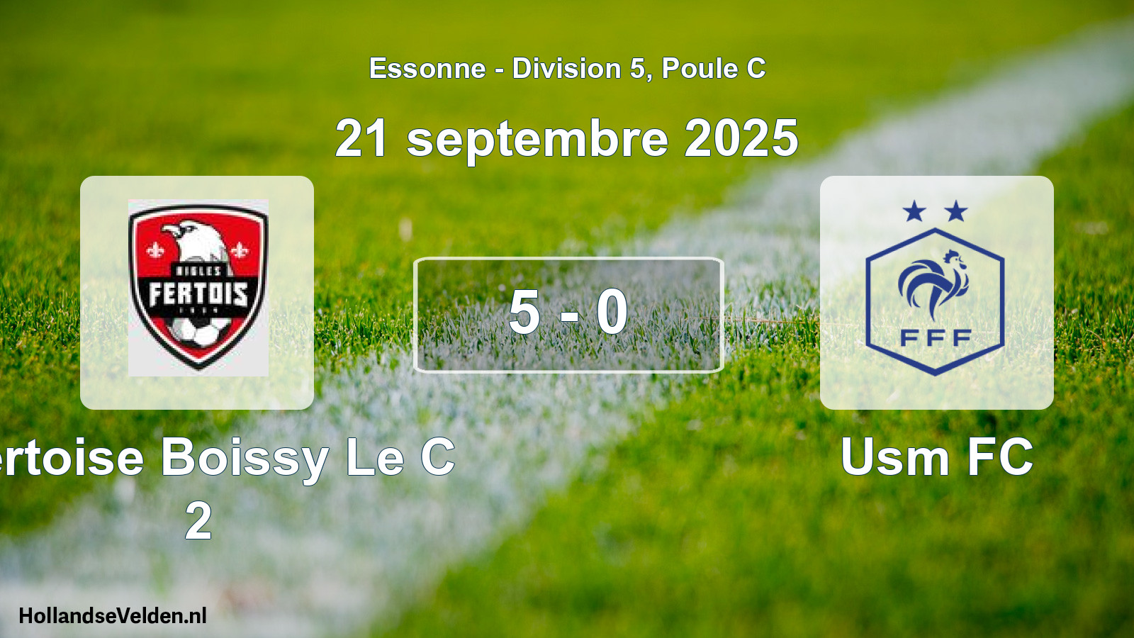 Total number of matches played: Fertoise Boissy Le C 2 - Usm FC 5 - 0 (21 September 2025)