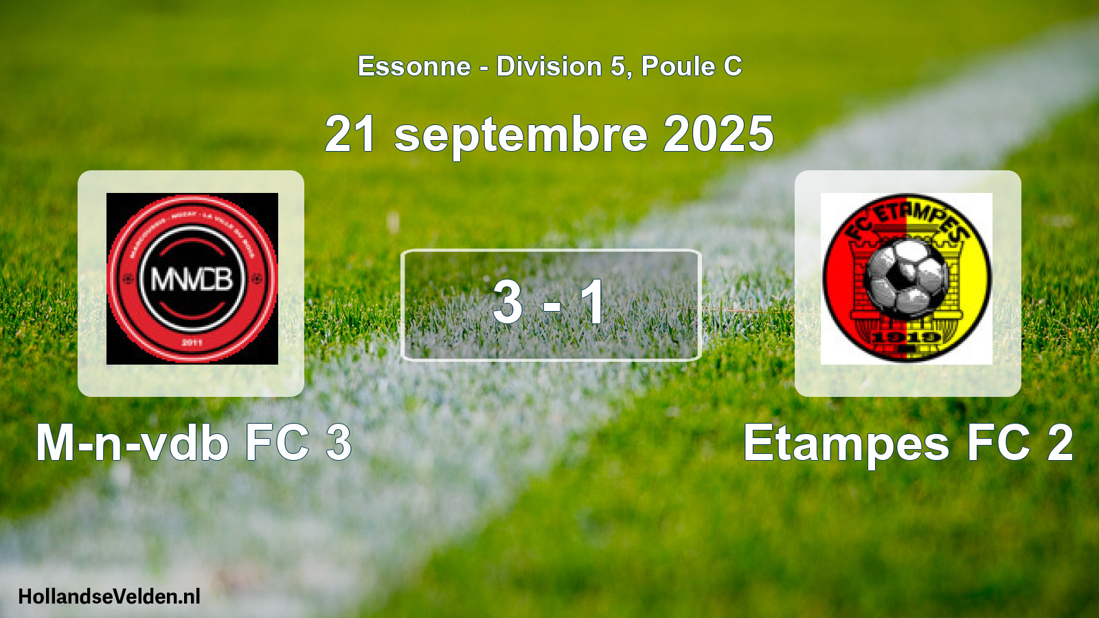 Match joué: M-n-vdb FC 3 - Etampes FC 2 3 - 1 (21 septembre 2025)