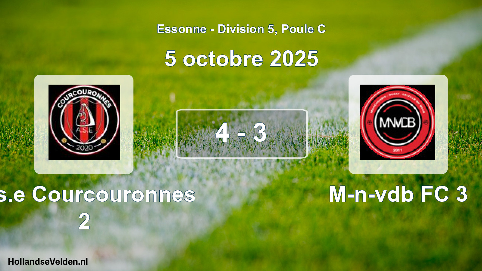 Gespeelde wedstrijd: A.s.e Courcouronnes 2 - M-n-vdb FC 3 4 - 3 (5 oktober 2025)