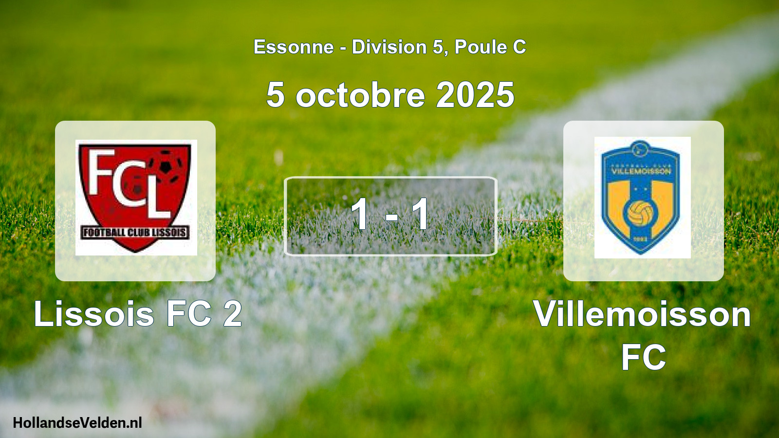 Match joué: Lissois FC 2 - Villemoisson FC 1 - 1 (5 octobre 2025)