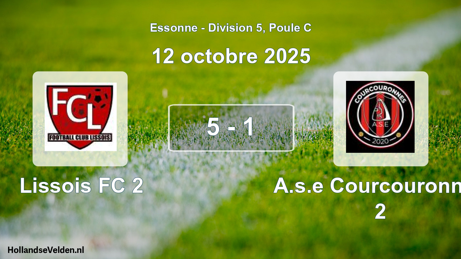 Match joué: Lissois FC 2 - A.s.e Courcouronnes 2 5 - 1 (12 octobre 2025)