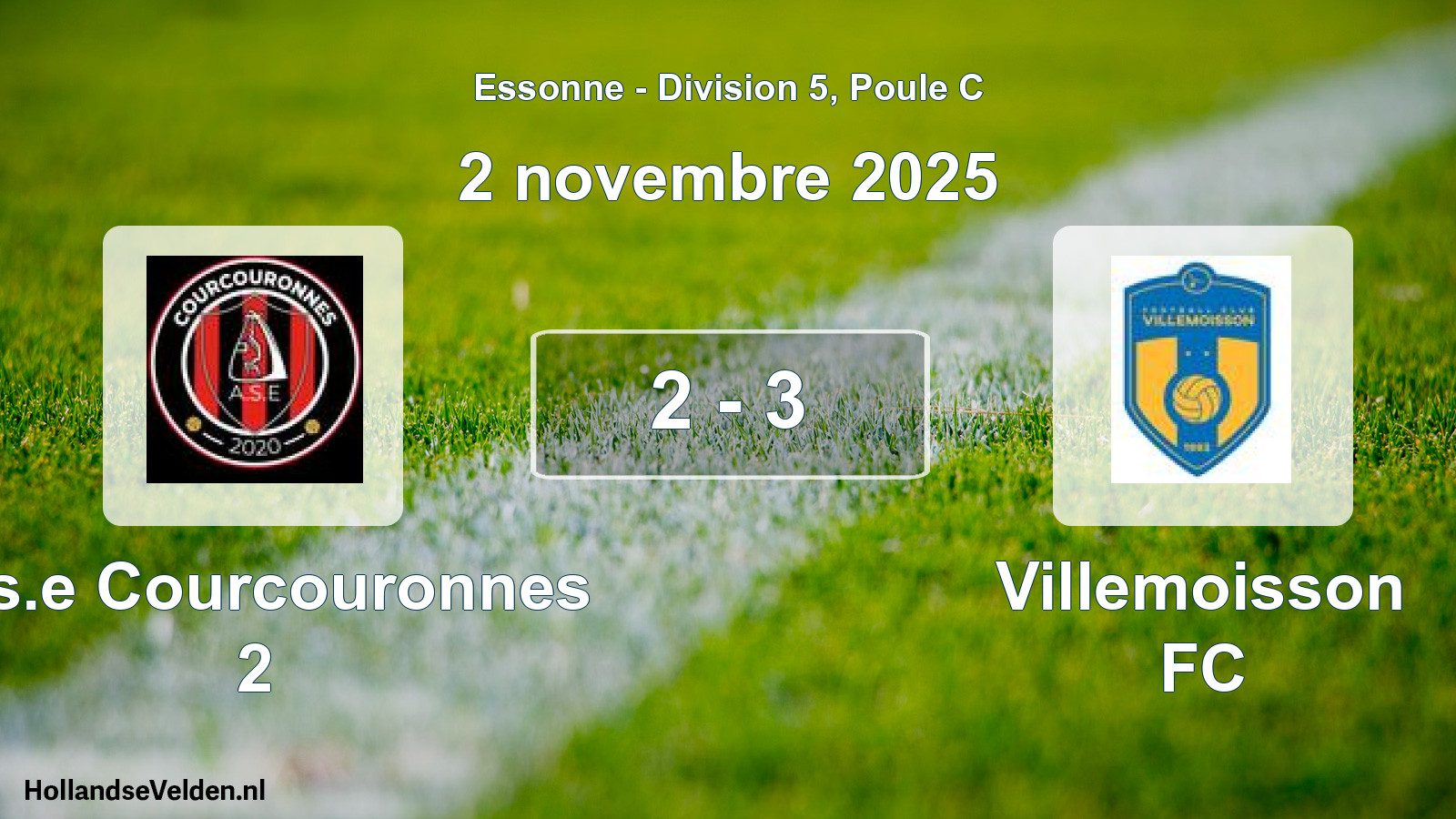 Match joué: A.s.e Courcouronnes 2 - Villemoisson FC 2 - 3 (2 novembre 2025)