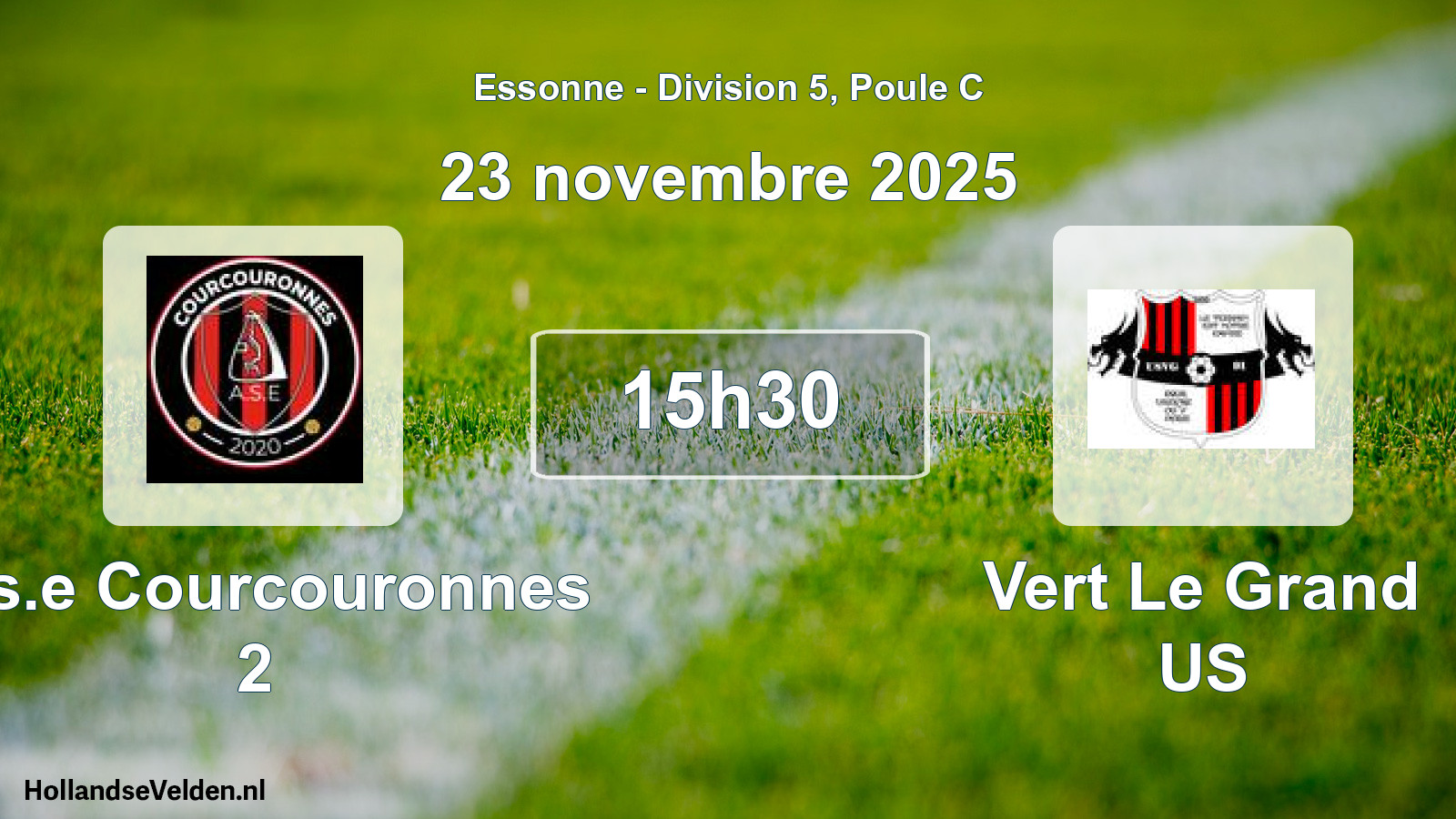 Match programmé: A.s.e Courcouronnes 2 - Vert Le Grand US (23 novembre 2025)