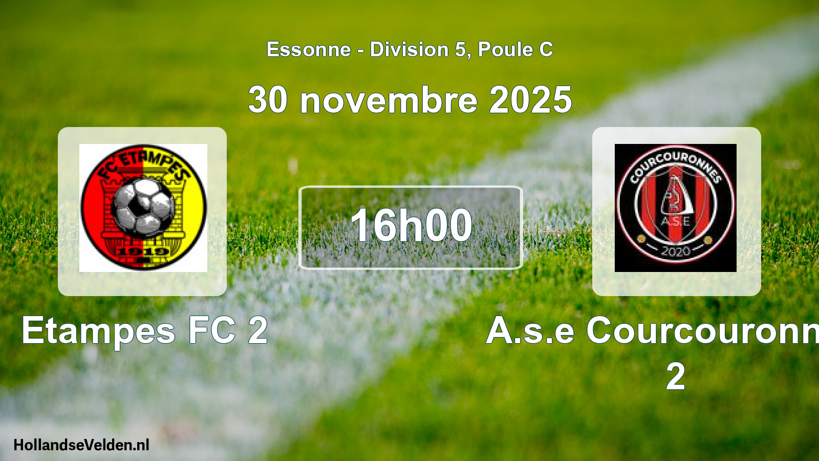 Match programmé: Etampes FC 2 - A.s.e Courcouronnes 2 (30 novembre 2025)