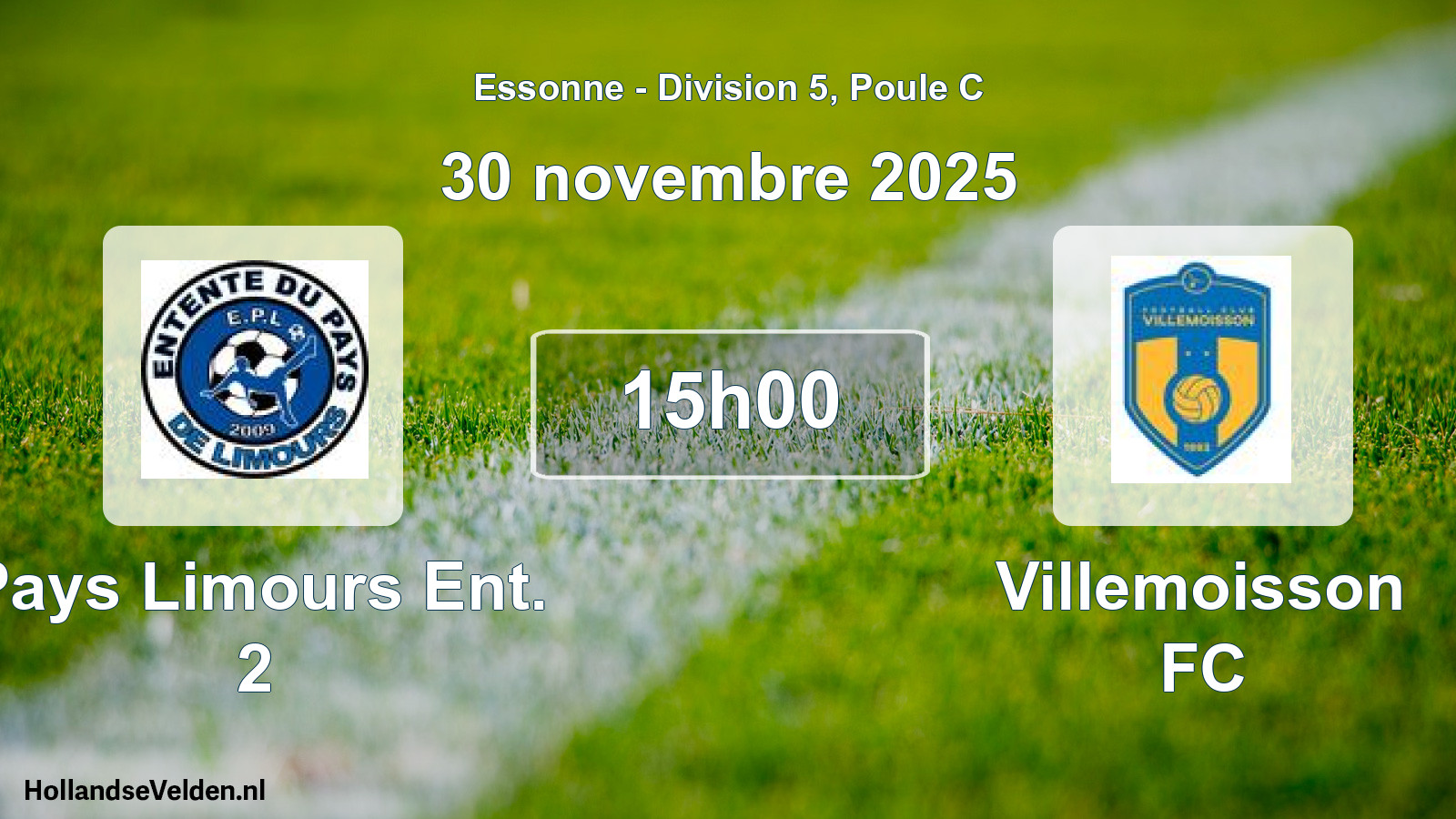 Match programmé: Pays Limours Ent. 2 - Villemoisson FC (30 novembre 2025)