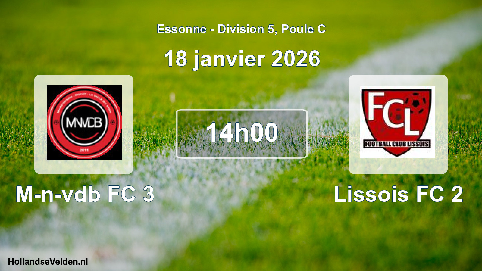 Geplande wedstrijd: M-n-vdb FC 3 - Lissois FC 2 (18 januari 2026)