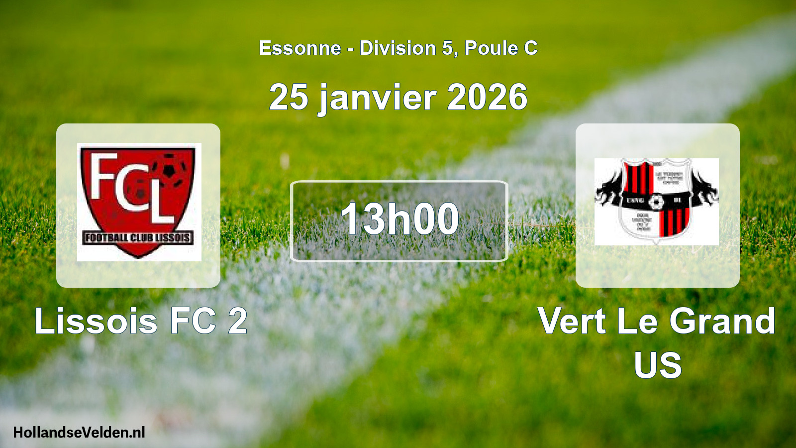 Geplande wedstrijd: Lissois FC 2 - Vert Le Grand US (25 januari 2026)