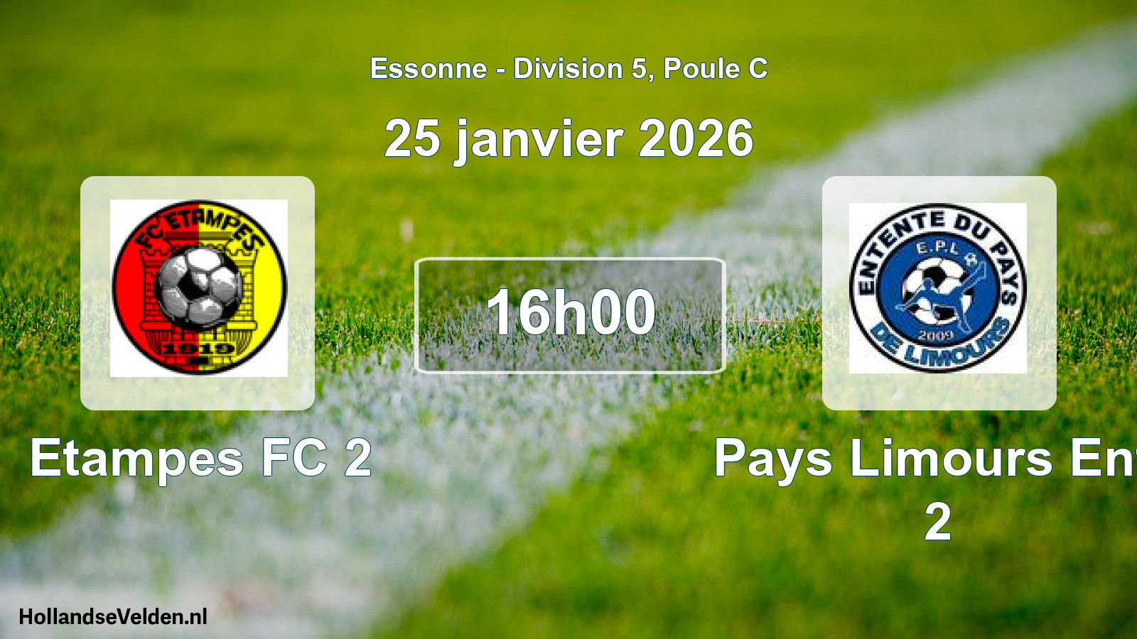 Match programmé: Etampes FC 2 - Pays Limours Ent. 2 (25 janvier 2026)