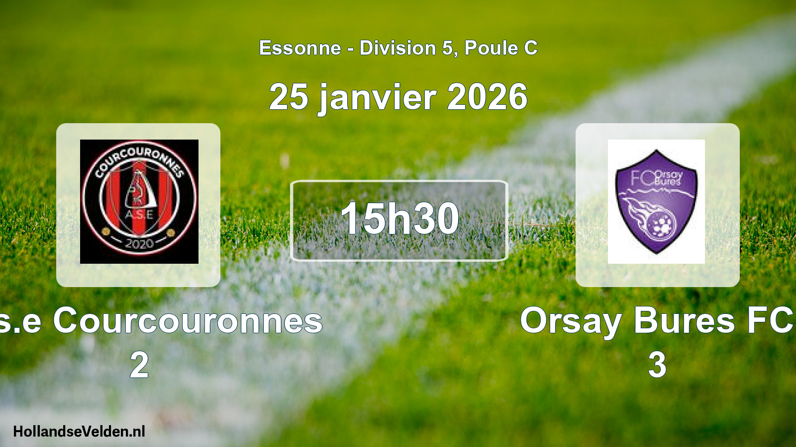 Geplande wedstrijd: A.s.e Courcouronnes 2 - Orsay Bures FC 3 (25 januari 2026)