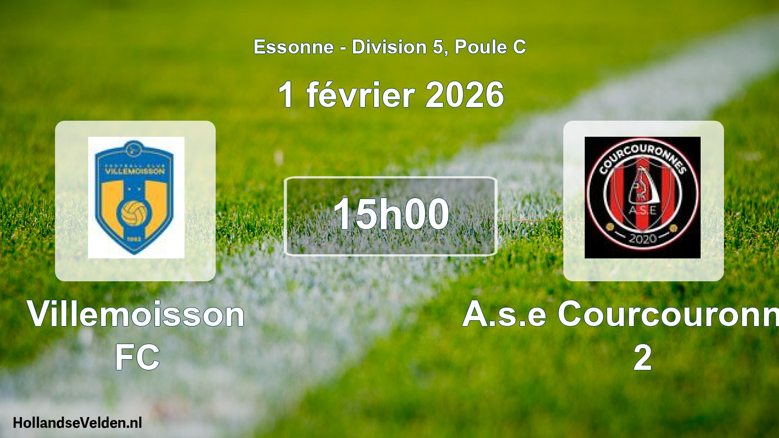 Match programmé: Villemoisson FC - A.s.e Courcouronnes 2 (1 février 2026)