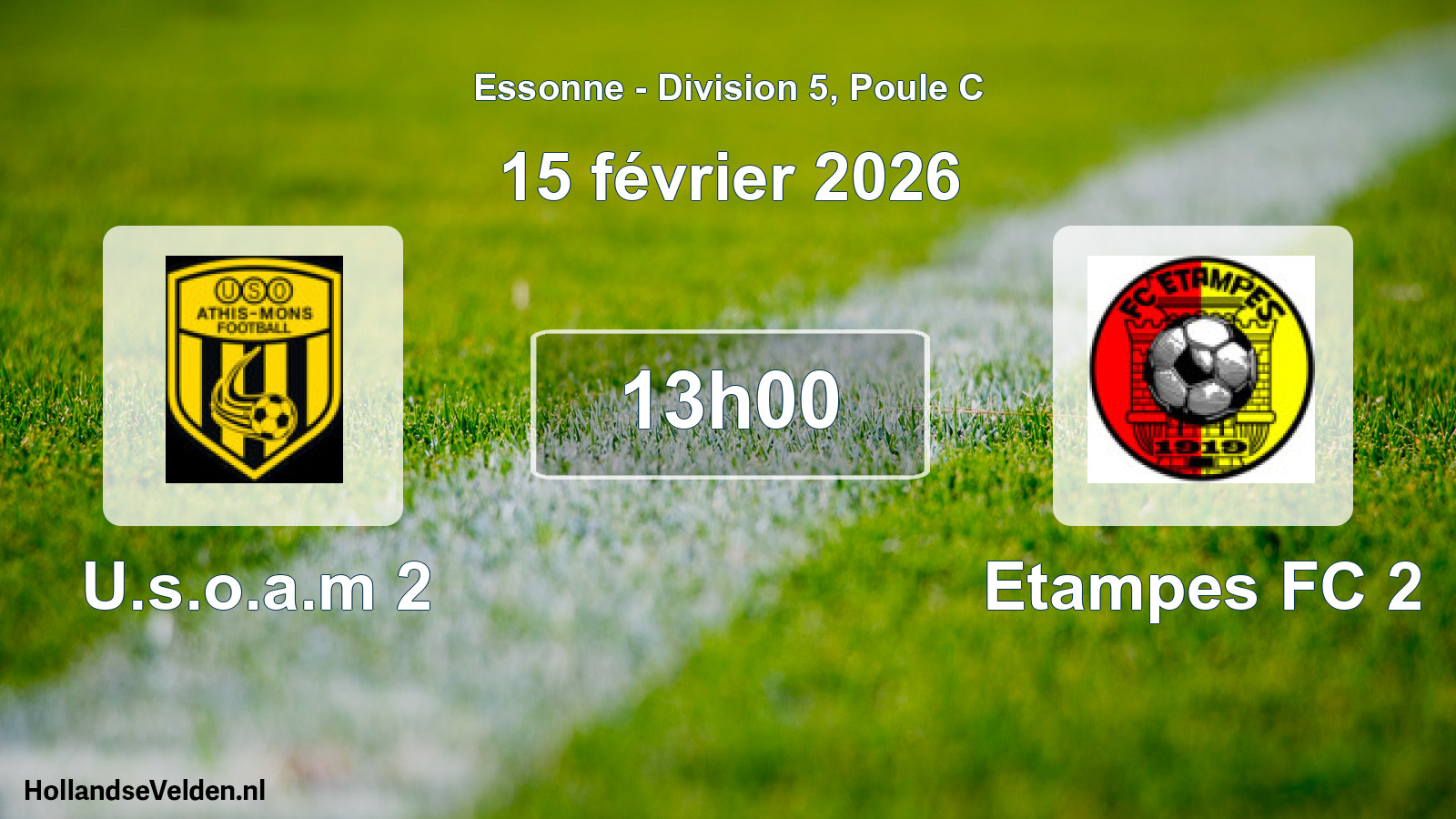 Match programmé: U.s.o.a.m 2 - Etampes FC 2 (15 février 2026)