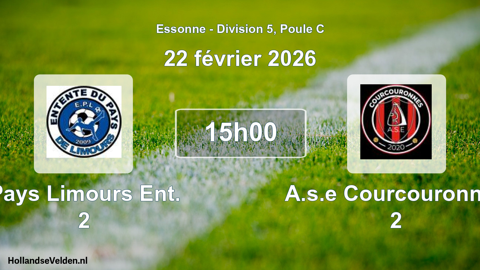 Match programmé: Pays Limours Ent. 2 - A.s.e Courcouronnes 2 (22 février 2026)