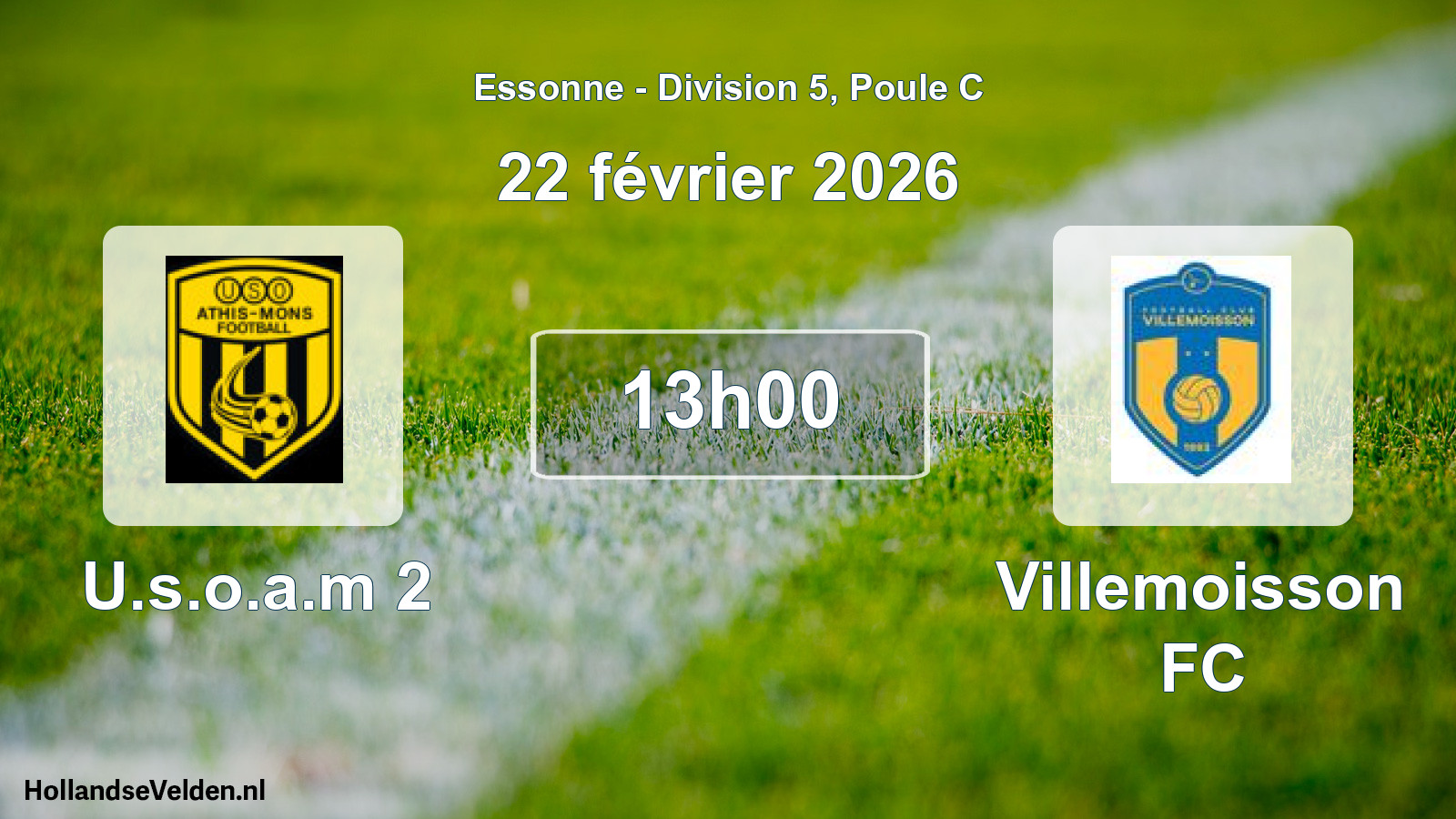 Match programmé: U.s.o.a.m 2 - Villemoisson FC (22 février 2026)