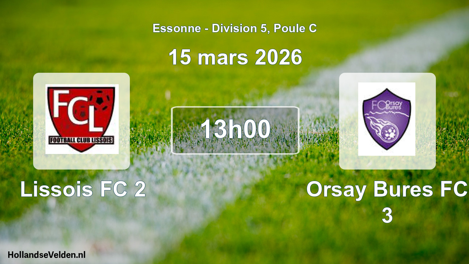 Match programmé: Lissois FC 2 - Orsay Bures FC 3 (15 mars 2026)
