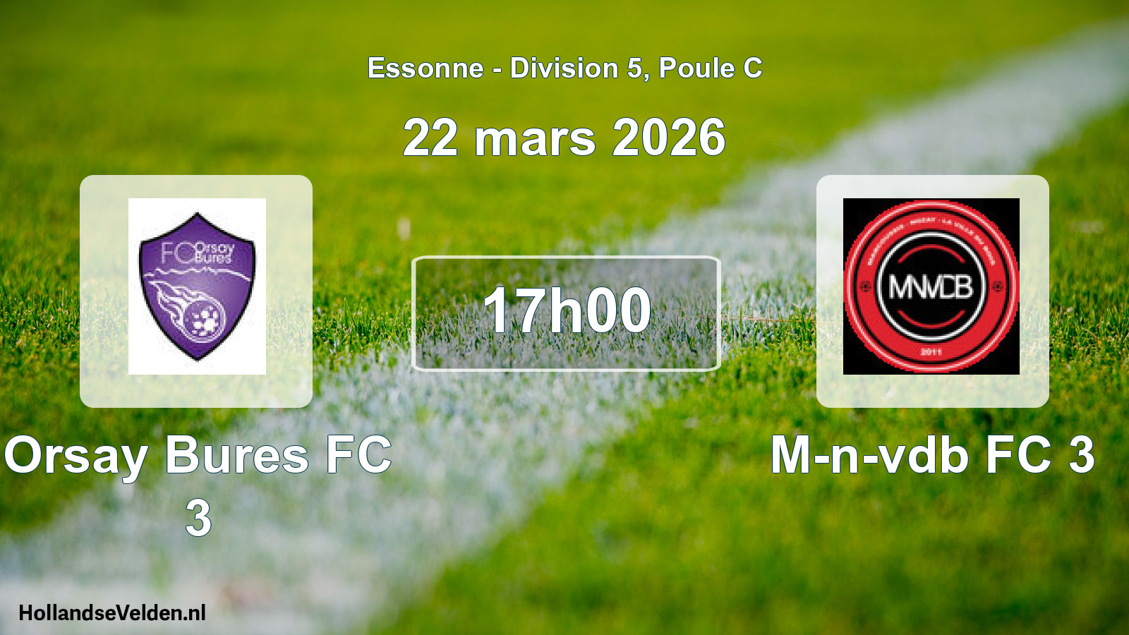 Match programmé: Orsay Bures FC 3 - M-n-vdb FC 3 (22 mars 2026)