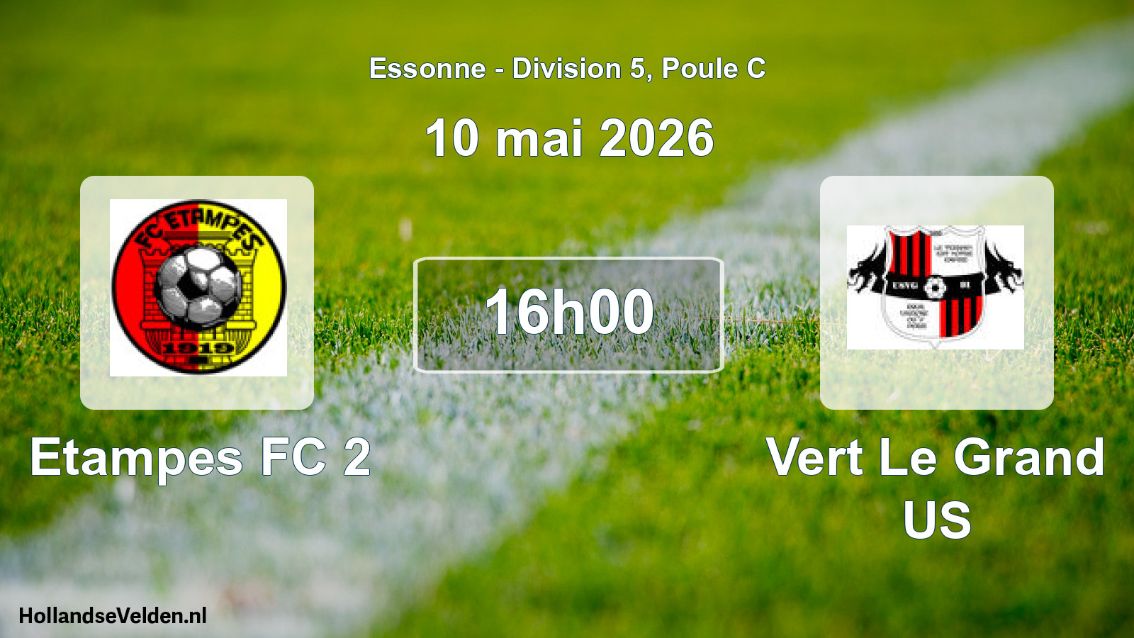 Match programmé: Etampes FC 2 - Vert Le Grand US (10 mai 2026)