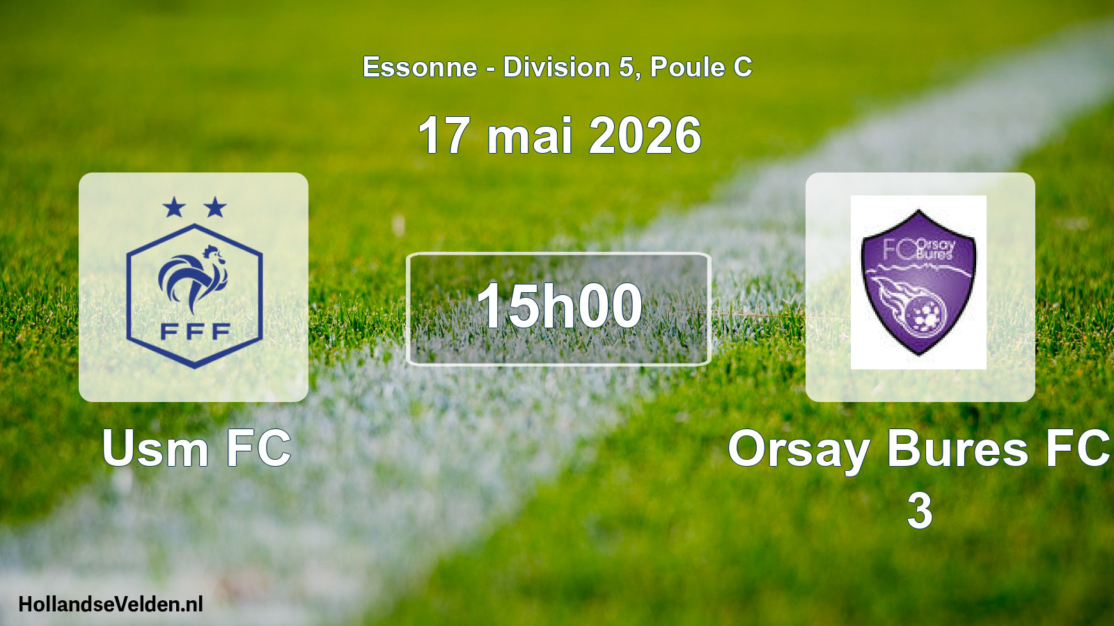 Match programmé: Usm FC - Orsay Bures FC 3 (17 mai 2026)