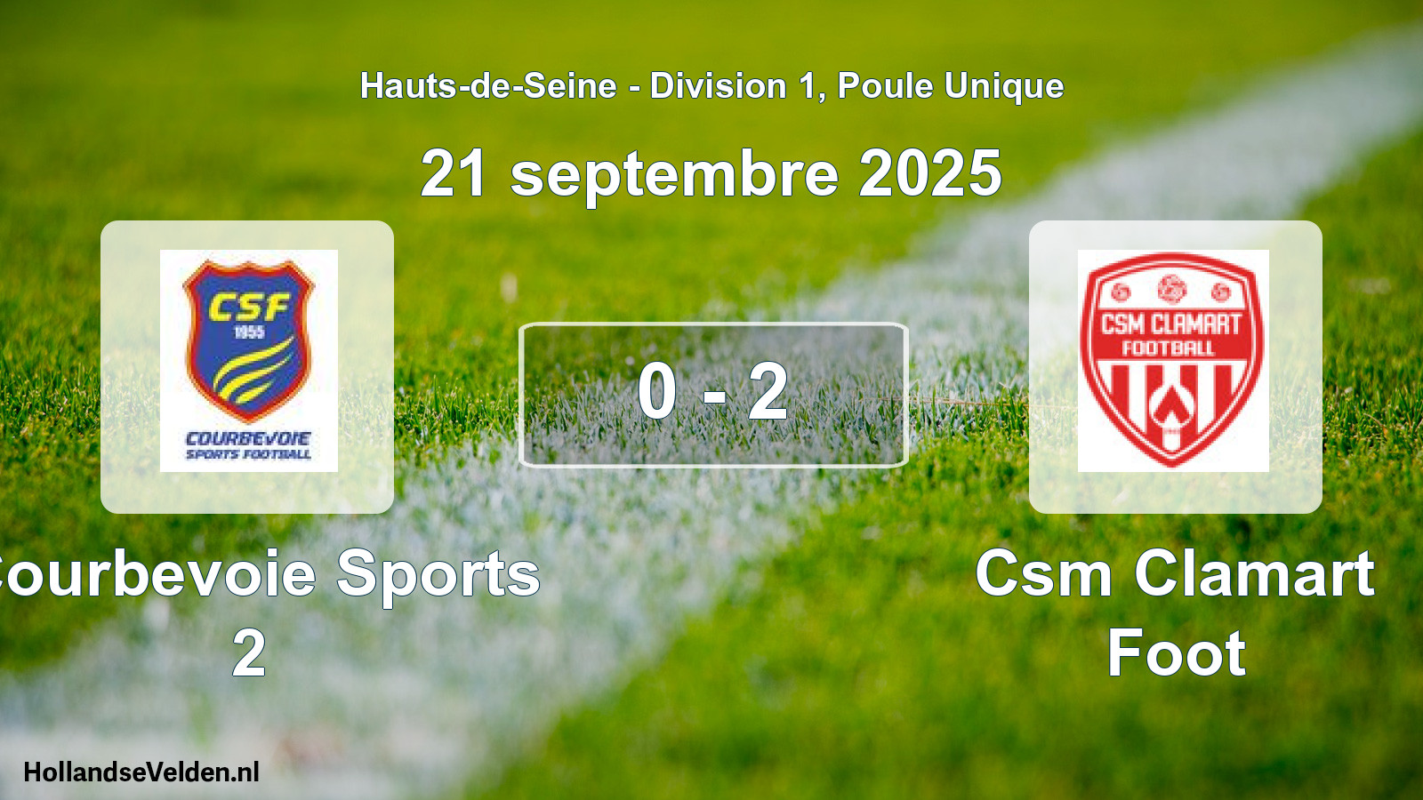 Total number of matches played: Courbevoie Sports 2 - Csm Clamart Foot 0 - 2 (21 September 2025)