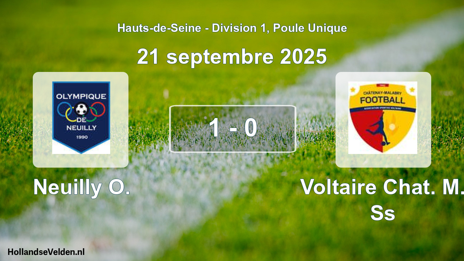 Match joué: Neuilly O. - Voltaire Chat. M. Ss 1 - 0 (21 septembre 2025)