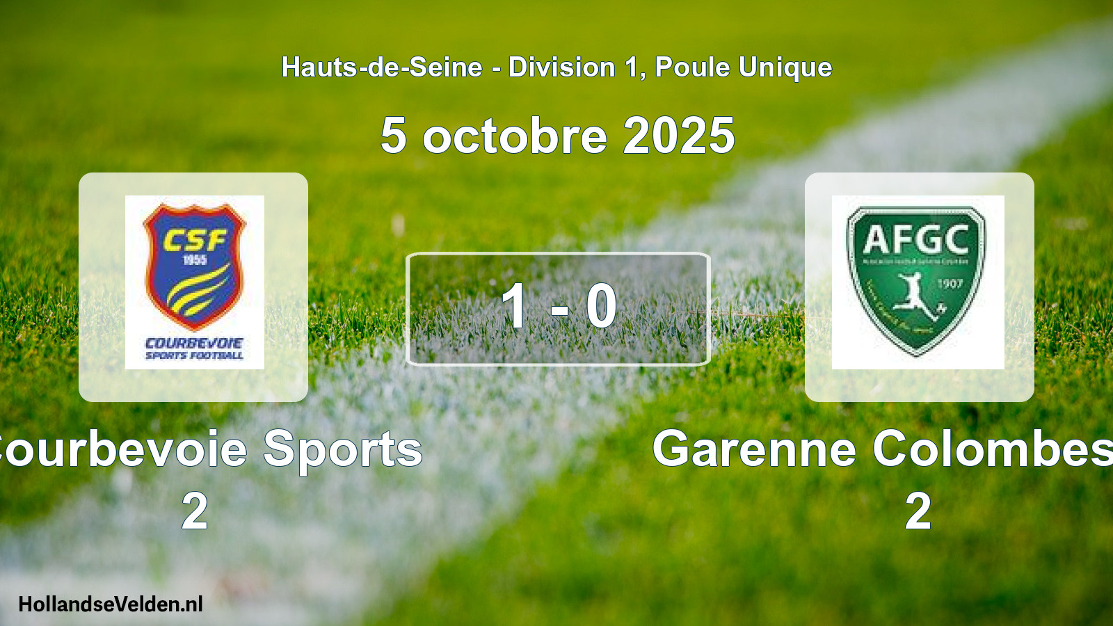 Gespeelde wedstrijd: Courbevoie Sports 2 - Garenne Colombes Af 2 1 - 0 (5 oktober 2025)