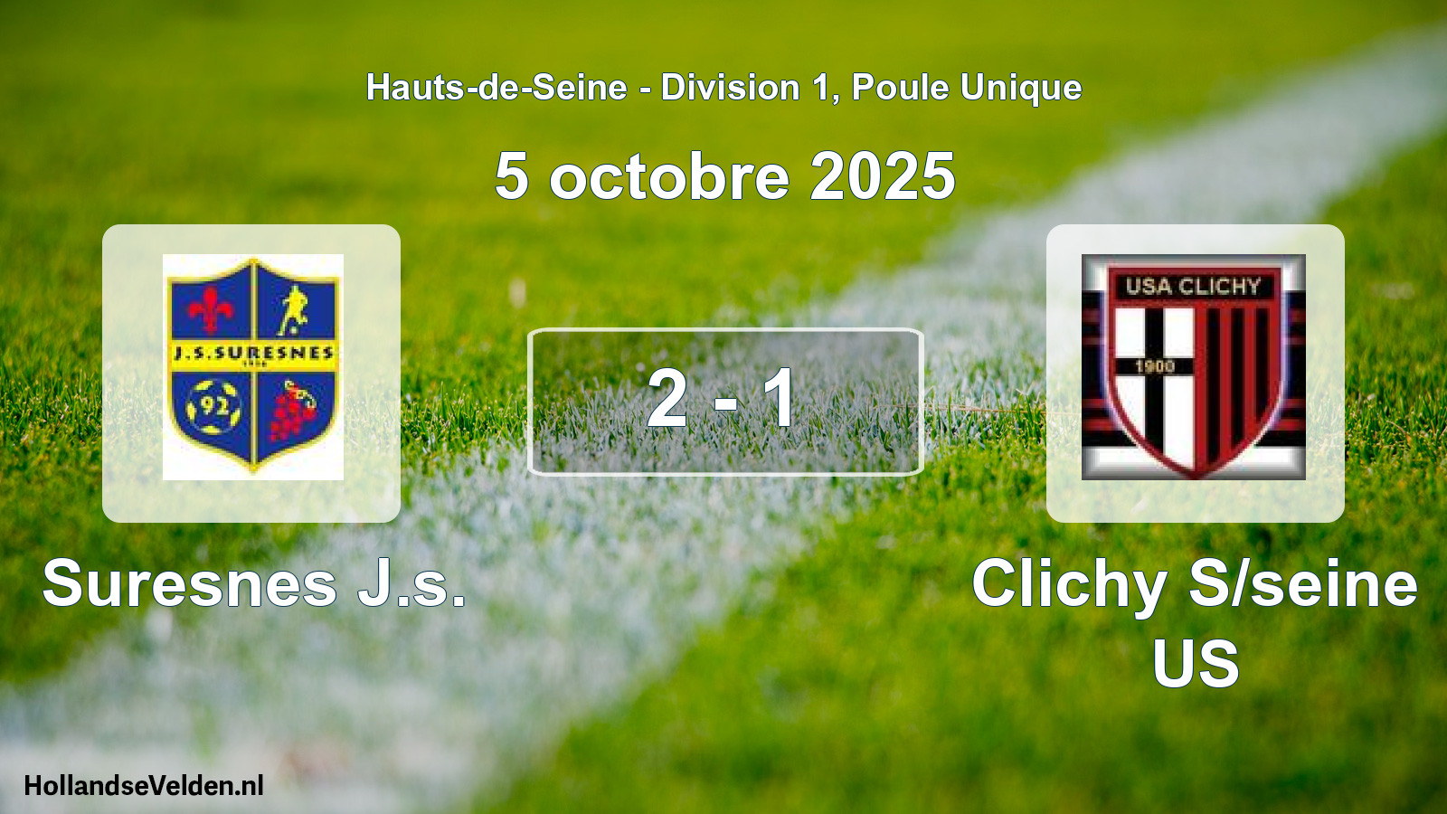 Match joué: Suresnes J.s. - Clichy S/seine US 2 - 1 (5 octobre 2025)