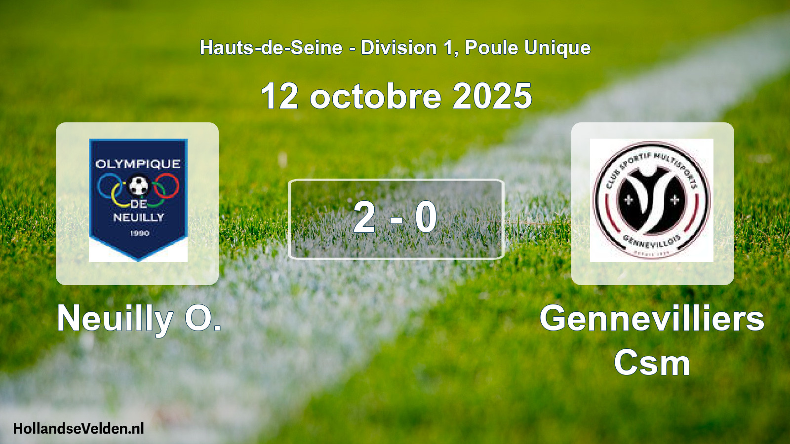 Match joué: Neuilly O. - Gennevilliers Csm 2 - 0 (12 octobre 2025)
