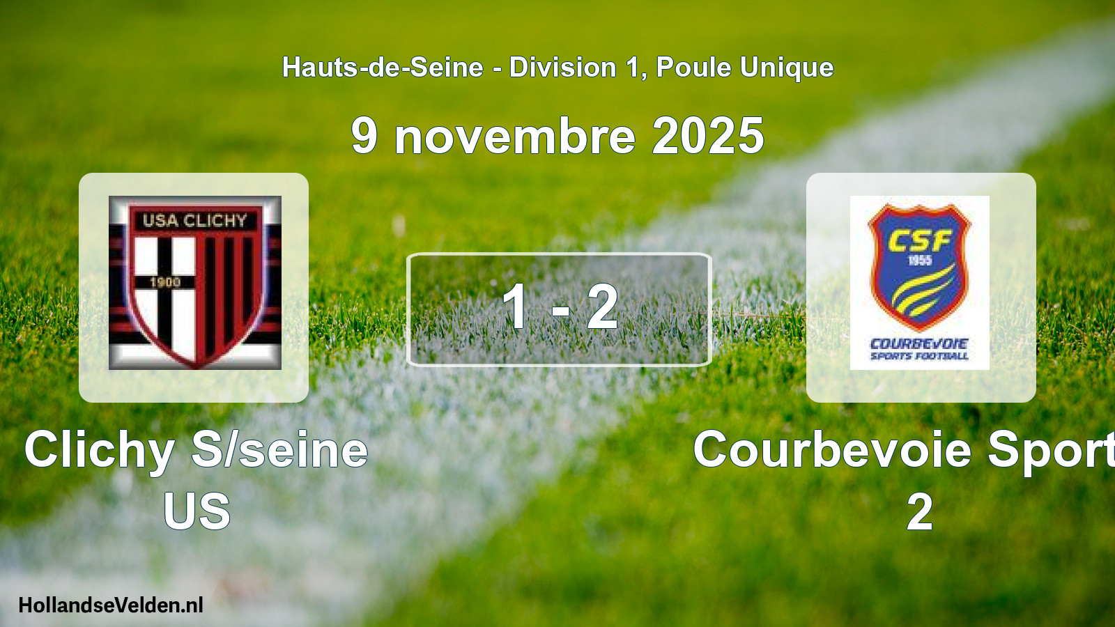 Match joué: Clichy S/seine US - Courbevoie Sports 2 1 - 2 (9 novembre 2025)
