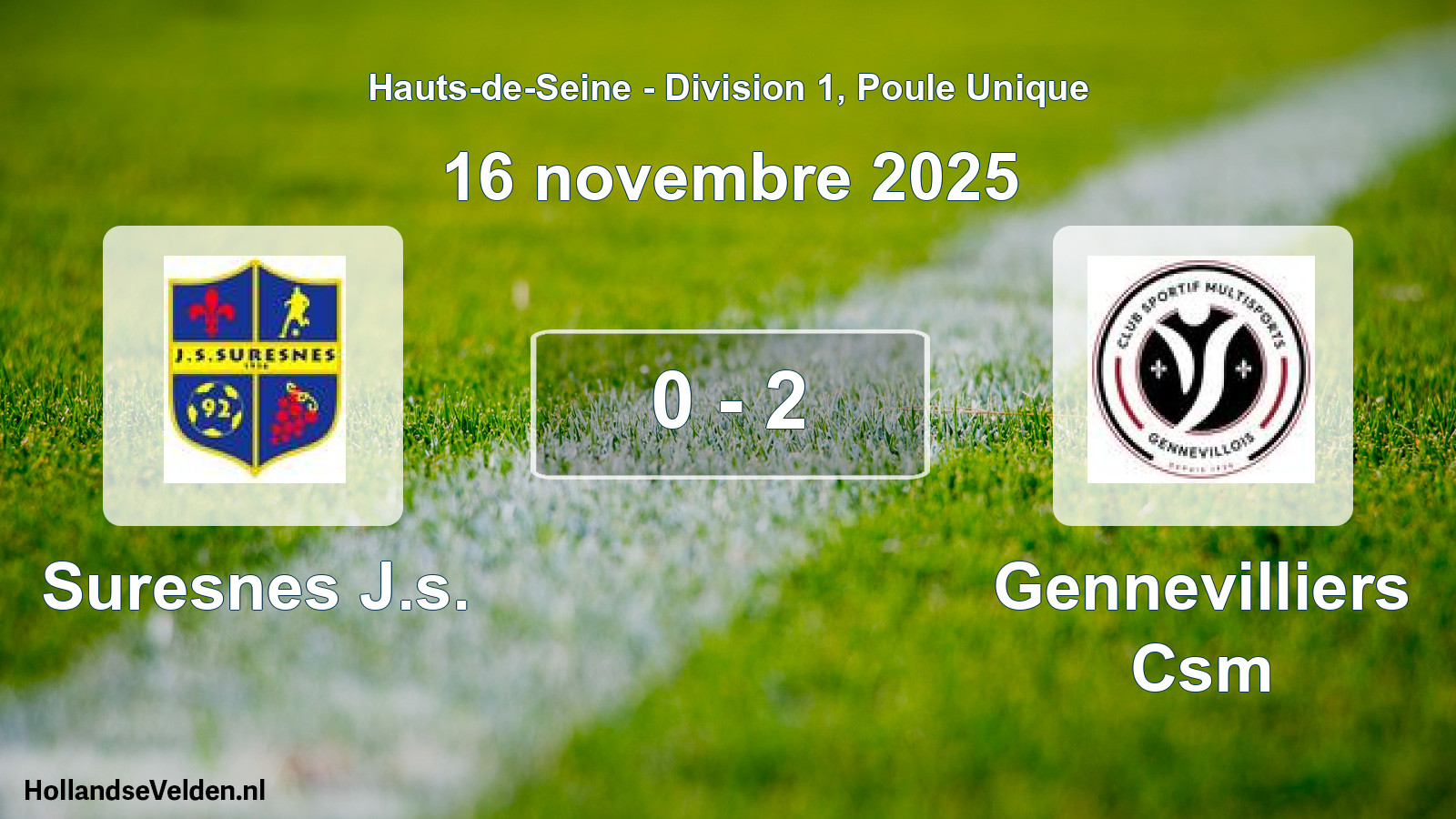Match joué: Suresnes J.s. - Gennevilliers Csm 0 - 2 (16 novembre 2025)